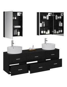 Set di mobili per il bagno 5 pcs Rovere Nero 2