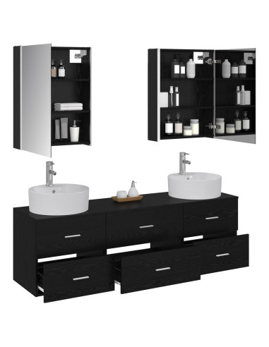 Set di mobili per il bagno 5 pcs Rovere Nero
