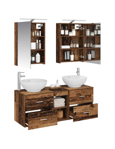 Set di mobili per il bagno 5 pcs Legno antico 2