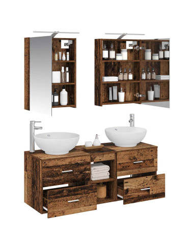 Set di mobili per il bagno 5 pcs Legno antico