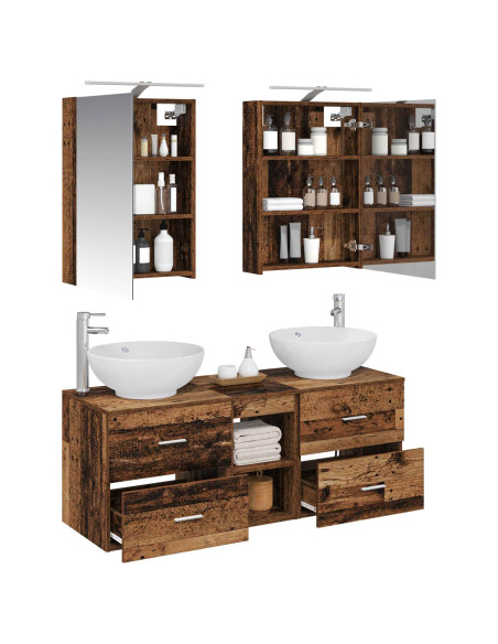 Set di mobili per il bagno 5 pcs Legno antico