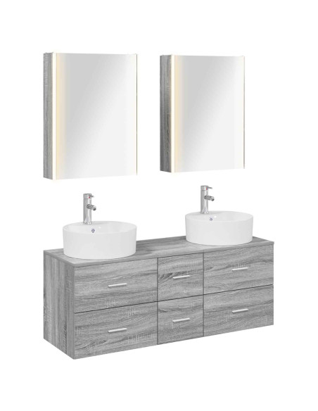 Set di mobili per il bagno 5 pcs Sonoma grigio