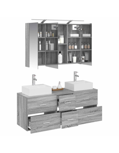 Set di mobili per il bagno 4 pcs Sonoma grigio