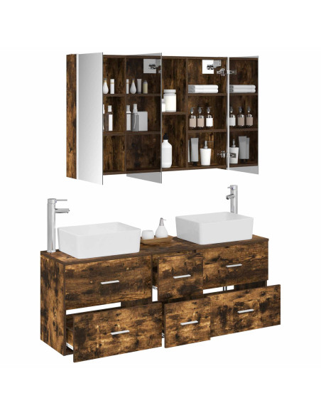 Set di mobili per il bagno 4 pcs Rovere Fumo
