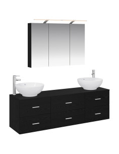 Set di mobili per il bagno 4 pcs Rovere Nero