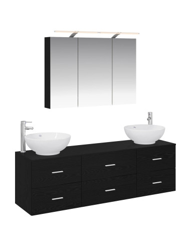 Set di mobili per il bagno 4 pcs Rovere Nero