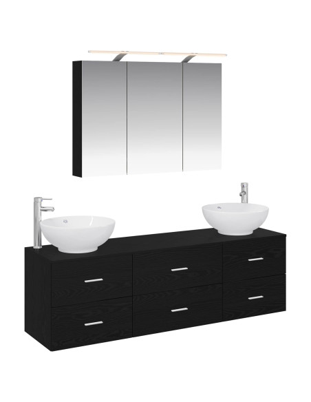 Set di mobili per il bagno 4 pcs Rovere Nero