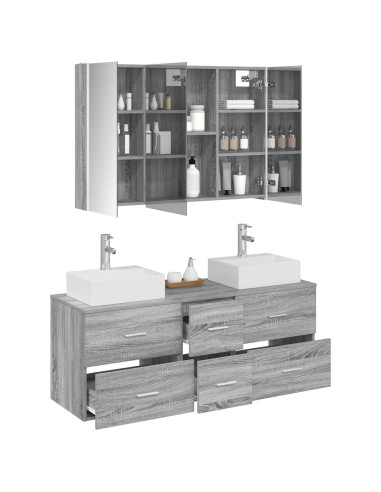 Set di mobili per il bagno 4 pcs Sonoma grigio