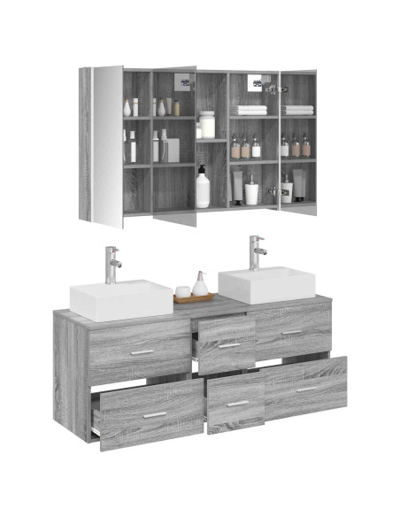Set di mobili per il bagno 4 pcs Sonoma grigio