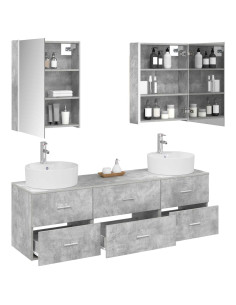 Set di mobili per il bagno 5 pcs Grigio Cemento 2
