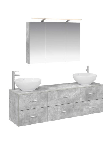 Set di mobili per il bagno 4 pcs Grigio Cemento