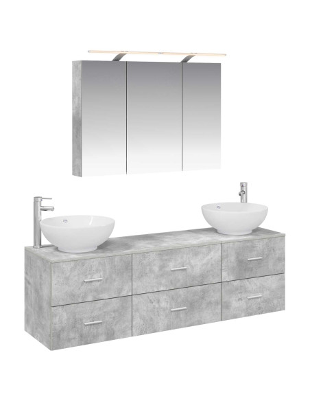 Set di mobili per il bagno 4 pcs Grigio Cemento