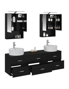 Set di mobili per il bagno 5 pcs Rovere Nero 2
