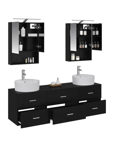 Set di mobili per il bagno 5 pcs Rovere Nero