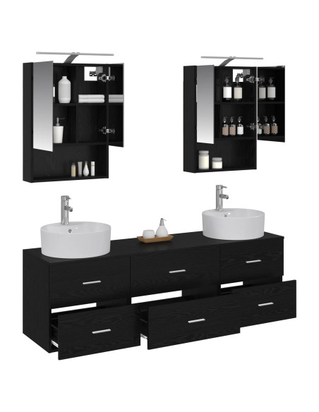 Set di mobili per il bagno 5 pcs Rovere Nero