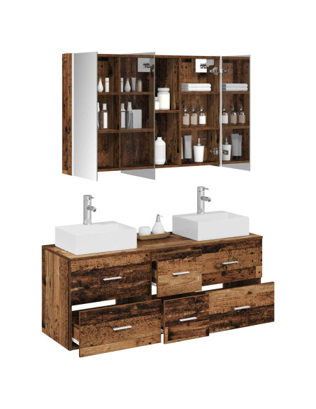 Set di mobili per il bagno 4 pcs Legno antico