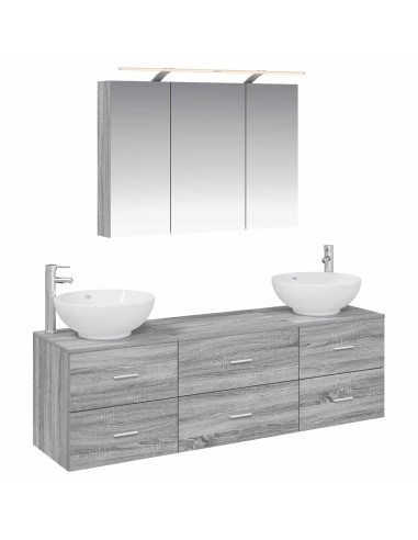 Set di mobili per il bagno 4 pcs Sonoma grigio