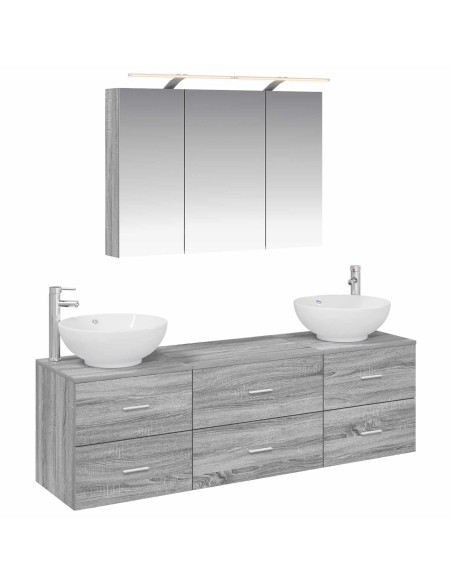 Set di mobili per il bagno 4 pcs Sonoma grigio