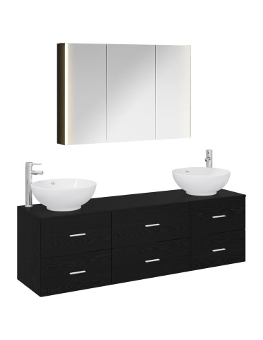 Set di mobili per il bagno 4 pcs Rovere Nero