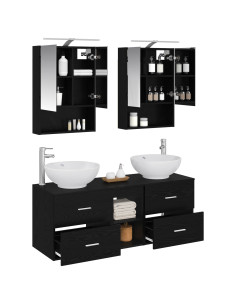 Set di mobili per il bagno 5 pcs Rovere Nero 2