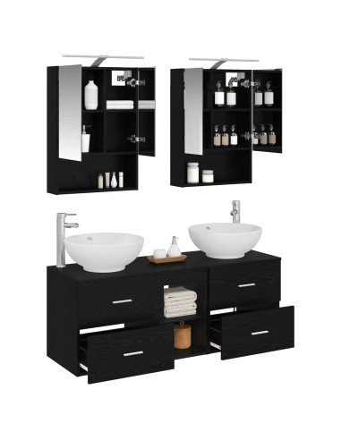 Set di mobili per il bagno 5 pcs Rovere Nero