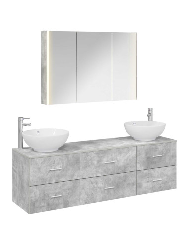 Set di mobili per il bagno 4 pcs Grigio Cemento