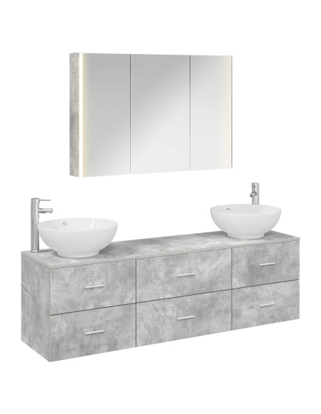 Set di mobili per il bagno 4 pcs Grigio Cemento