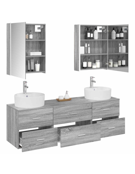 Set di mobili per il bagno 5 pcs Sonoma grigio