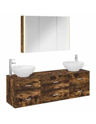 Set di mobili per il bagno 4 pcs Rovere Fumo