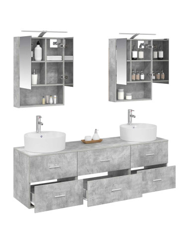 Set di mobili per il bagno 5 pcs Grigio Cemento