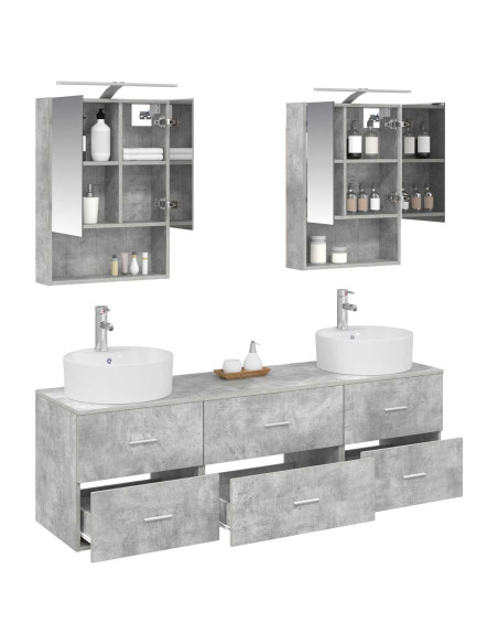 Set di mobili per il bagno 5 pcs Grigio Cemento