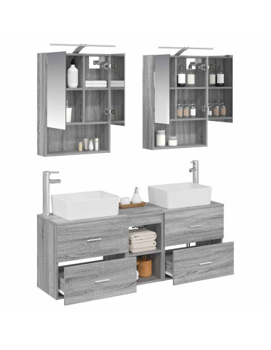 Set di mobili per il bagno 5 pcs Sonoma grigio