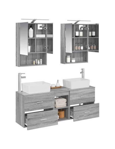 Set di mobili per il bagno 5 pcs Sonoma grigio