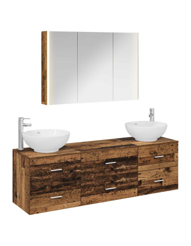 Set di mobili per il bagno 4 pcs Legno antico
