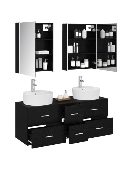 Set di mobili per il bagno 5 pcs Rovere Nero