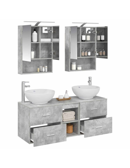 Set di mobili per il bagno 5 pcs Grigio Cemento