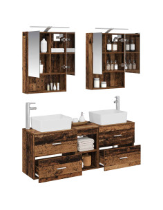 Set di mobili per il bagno 5 pcs Legno antico 2