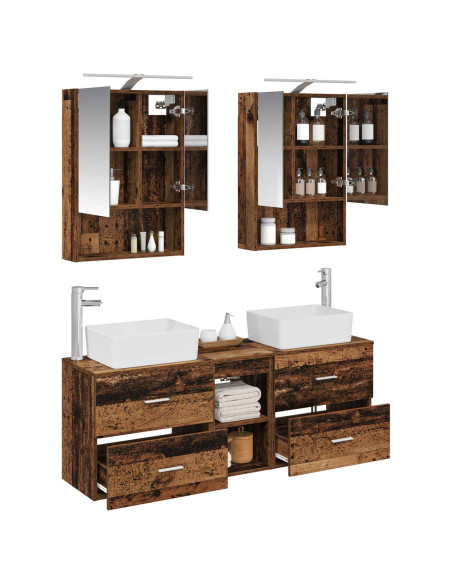 Set di mobili per il bagno 5 pcs Legno antico