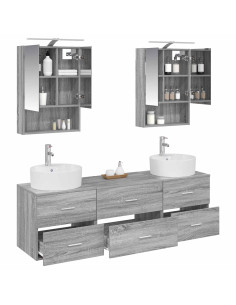 Set di mobili per il bagno 5 pcs Sonoma grigio 2