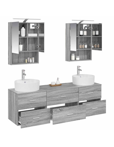Set di mobili per il bagno 5 pcs Sonoma grigio
