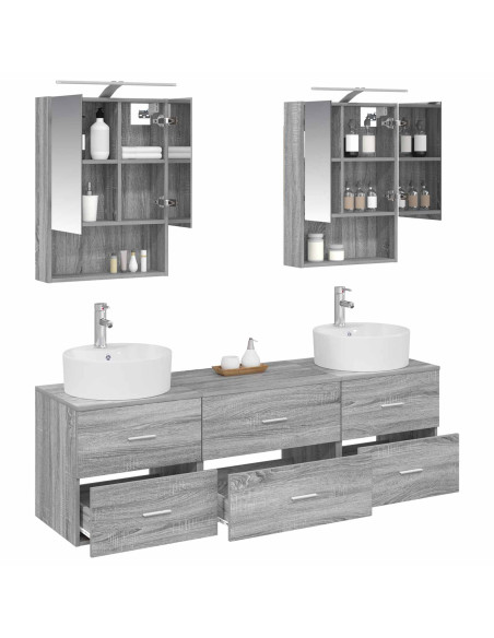 Set di mobili per il bagno 5 pcs Sonoma grigio