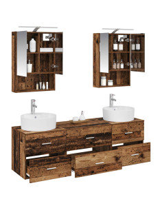 Set di mobili per il bagno 5 pcs Legno antico 2