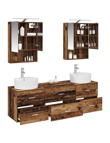 Set di mobili per il bagno 5 pcs Legno antico