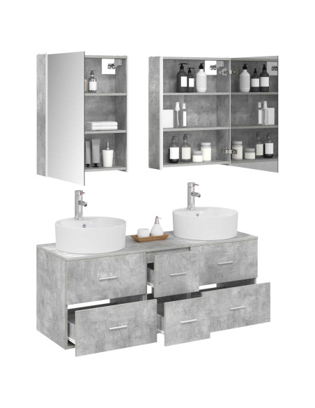 Set di mobili per il bagno 5 pcs Grigio Cemento