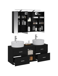 Set di mobili per il bagno 4 pcs Rovere Nero 2