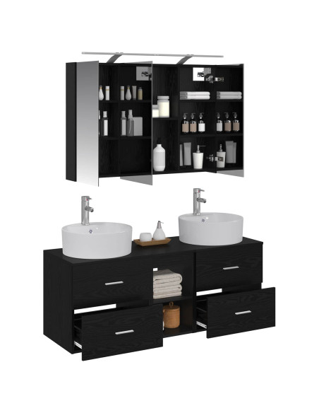 Set di mobili per il bagno 4 pcs Rovere Nero