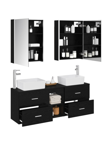 Set di mobili per il bagno 5 pcs Rovere Nero