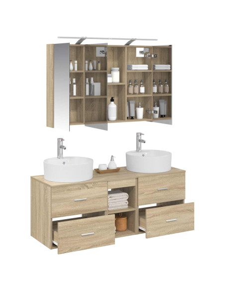 Set di mobili per il bagno 4 pcs Rovere Sonoma