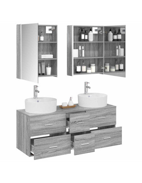 Set di mobili per il bagno 5 pcs Sonoma grigio