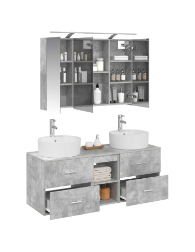Set di mobili per il bagno 4 pcs Grigio Cemento